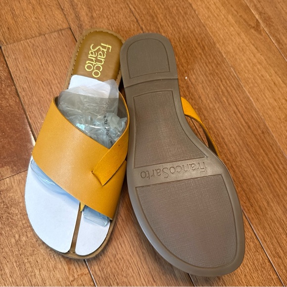 Franco Sarto Mustard Yellow Slide Sandals - Picture 4 of 4